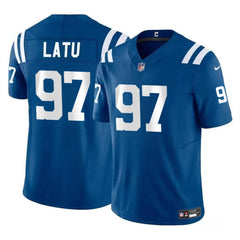 Men's Indianapolis Colts #97 Laiatu Latu Blue 2024 Draft F.U.S.E. Vapor Limited Stitched Football Jersey 