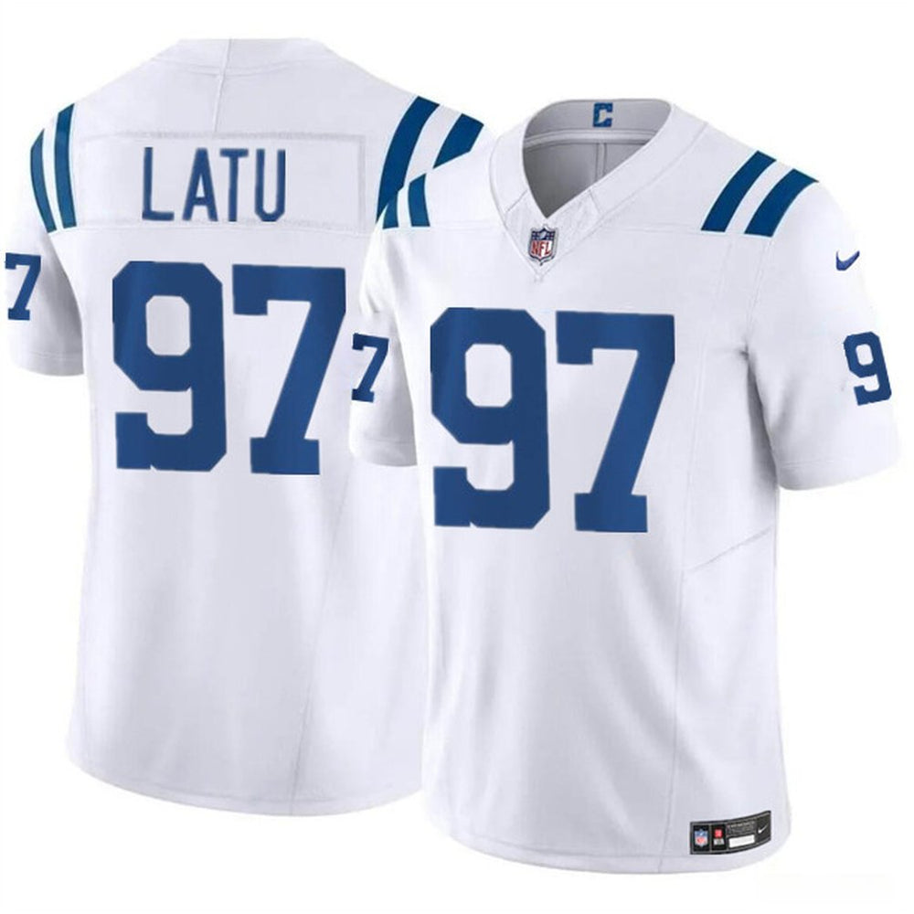 Men's Indianapolis Colts #97 Laiatu Latu White 2024 Draft F.U.S.E. Vapor Limited Stitched Football Jersey 
