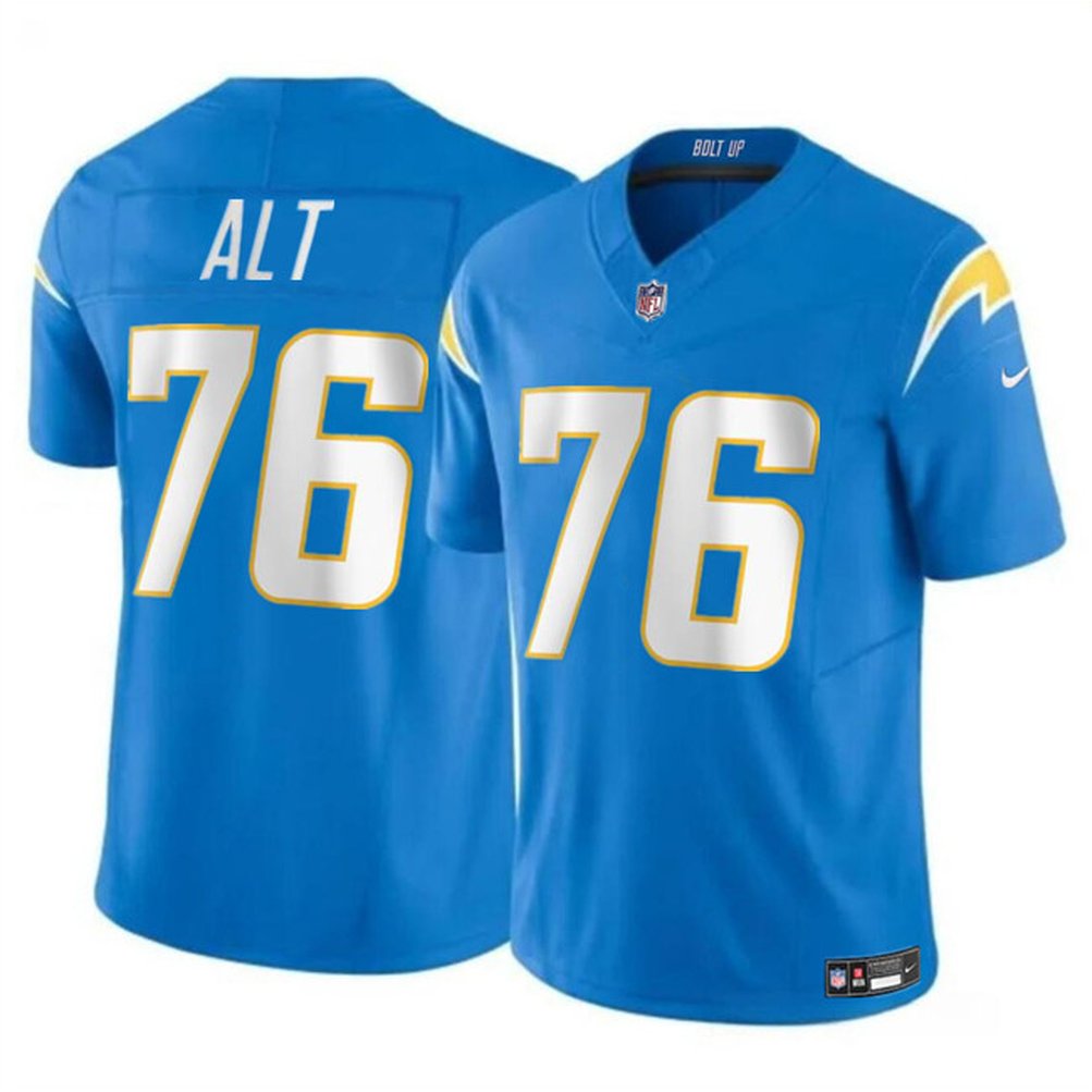 Men's Los Angeles Chargers #76 Joe Alt Light Blue 2024 Draft F.U.S.E. Vapor Limited Stitched Football Jersey 