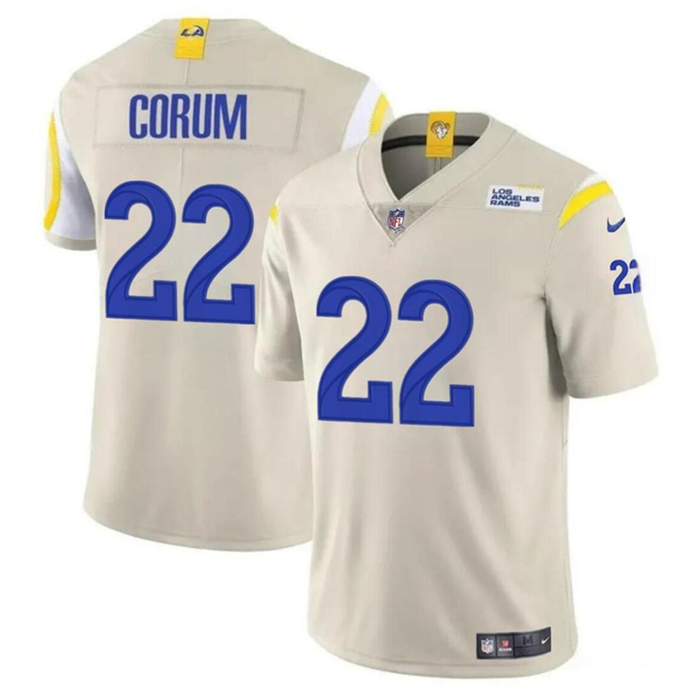 Men's Los Angeles Rams #22 Blake Corum Bone 2024 Draft Vapor Untouchable Stitched Football Jersey 