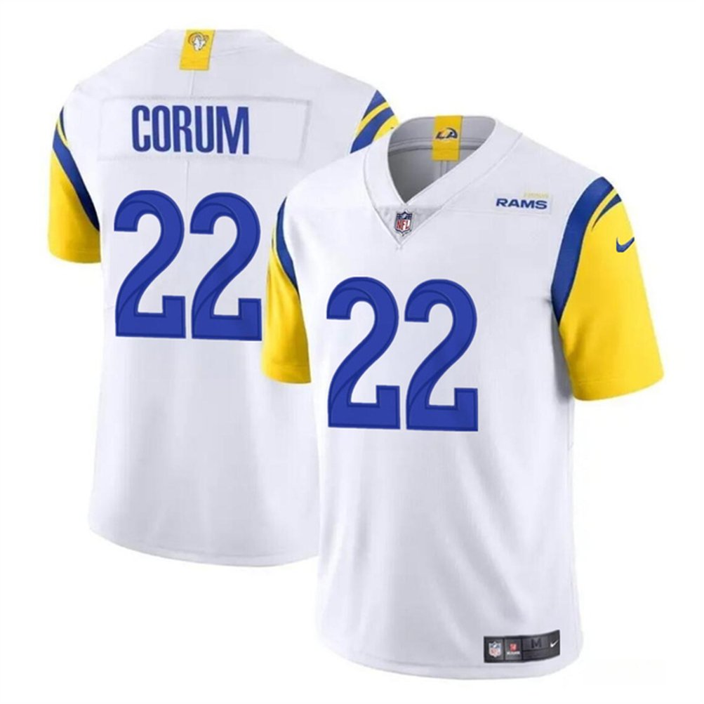 Men's Los Angeles Rams #22 Blake Corum White 2024 Draft Vapor Untouchable Stitched Football Jersey 