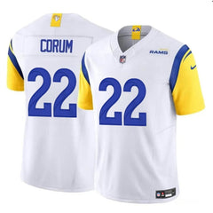 Men's Los Angeles Rams #22 Blake Corum White 2024 Draft F.U.S.E Vapor Untouchable Stitched Football Jersey 