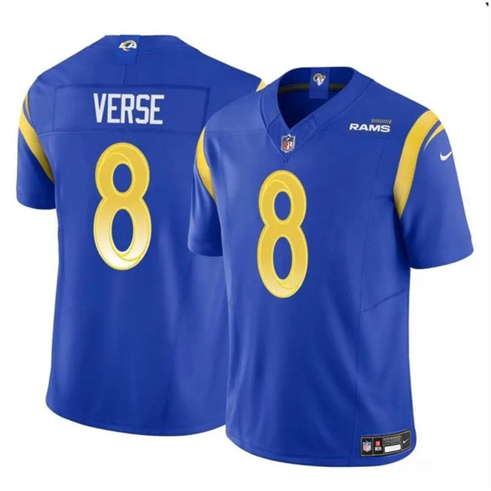 Men's Los Angeles Rams #8 Jared Verse Blue 2024 Draft F.U.S.E Vapor Untouchable Stitched Football Jersey 