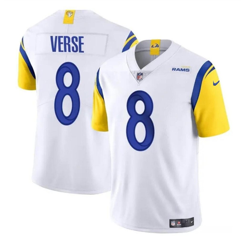 Men's Los Angeles Rams #8 Jared Verse White 2024 Draft Vapor Untouchable Stitched Football Jersey 