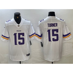 Men's Minnesota Vikings #15 Dallas Turner White 2024 Draft Vapor Untouchable Limited Stitched Jersey 