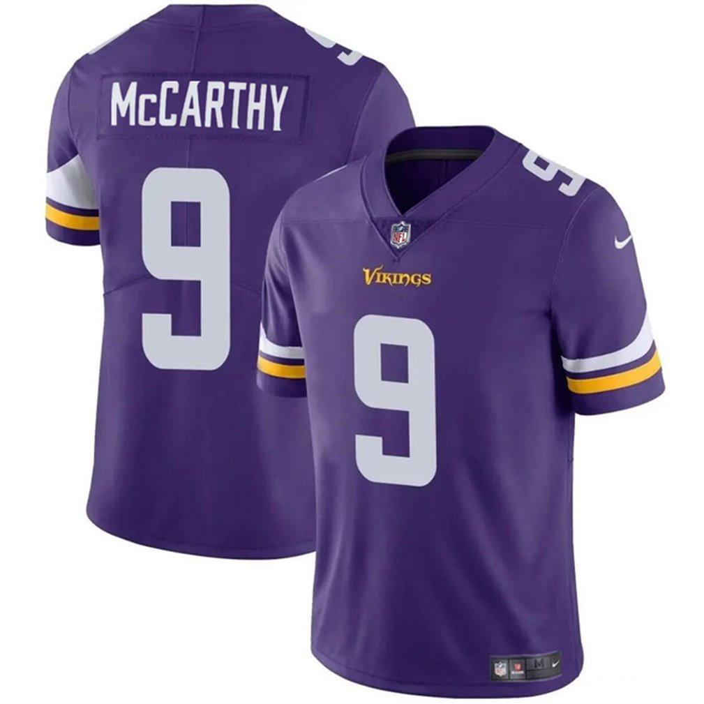 Men's Minnesota Vikings #9 J.J. McCarthy Purple 2024 Draft Vapor Untouchable Limited Stitched Jersey 