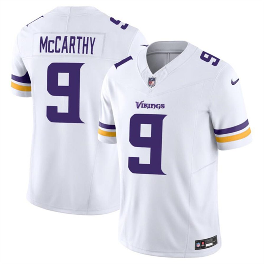 Men's Minnesota Vikings #9 J.J. McCarthy White 2024 Draft F.U.S.E Vapor Untouchable Limited Stitched Jersey 