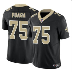 Men's New Orleans Saints #75 Taliese Fuaga Black 2024 Draft F.U.S.E Vapor Limited Stitched Football Jersey 