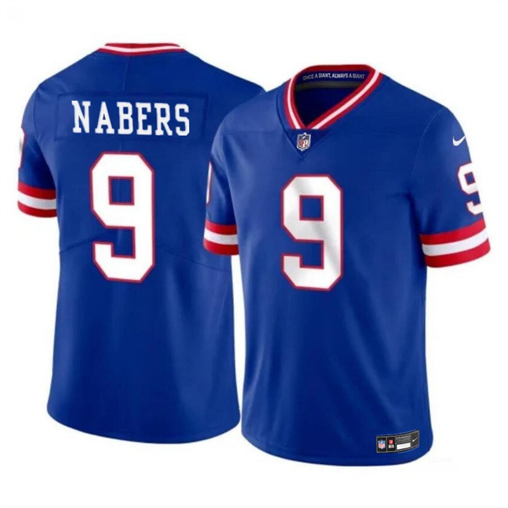 Men's New York Giants #9 Malik Nabers Royal 2024 Draft Vapor Untouchable Throwback Limited Stitched Jersey 