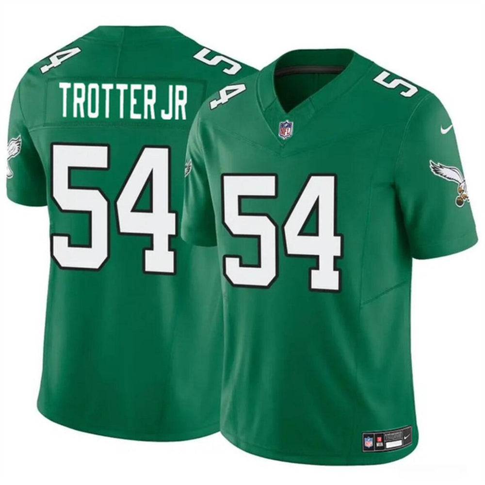 Men's Philadelphia Eagles #54 Jeremiah Trotter Jr Green 2024 Draft F.U.S.E Vapor Untouchable Throwback Limited Stitched Football Jersey 