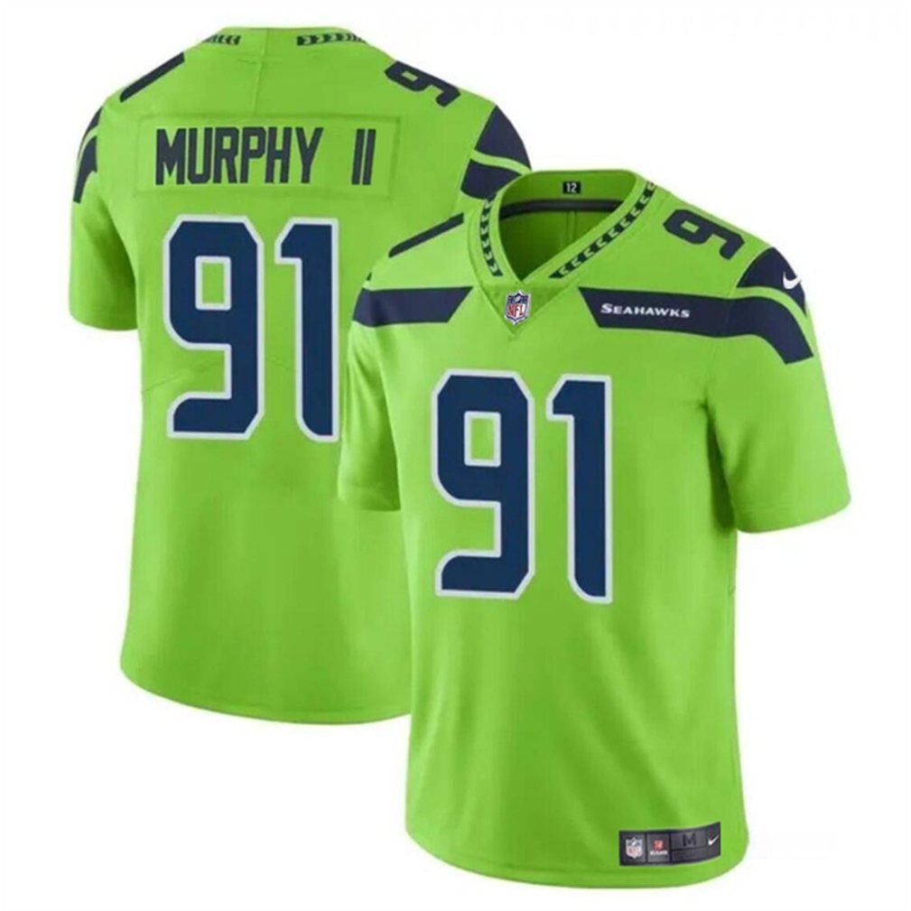 Men's Seattle Seahawks #91 Byron Murphy II Green 2024 Draft Vapor Limited Stitched Football Jersey 