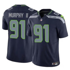 Men's Seattle Seahawks #91 Byron Murphy II Navy 2024 Draft F.U.S.E Vapor Limited Stitched Football Jersey 