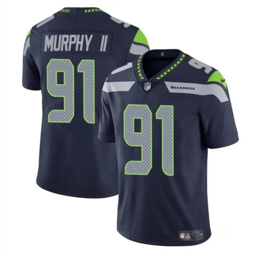 Men's Seattle Seahawks #91 Byron Murphy II Navy 2024 Draft Vapor Limited Stitched Football Jersey 