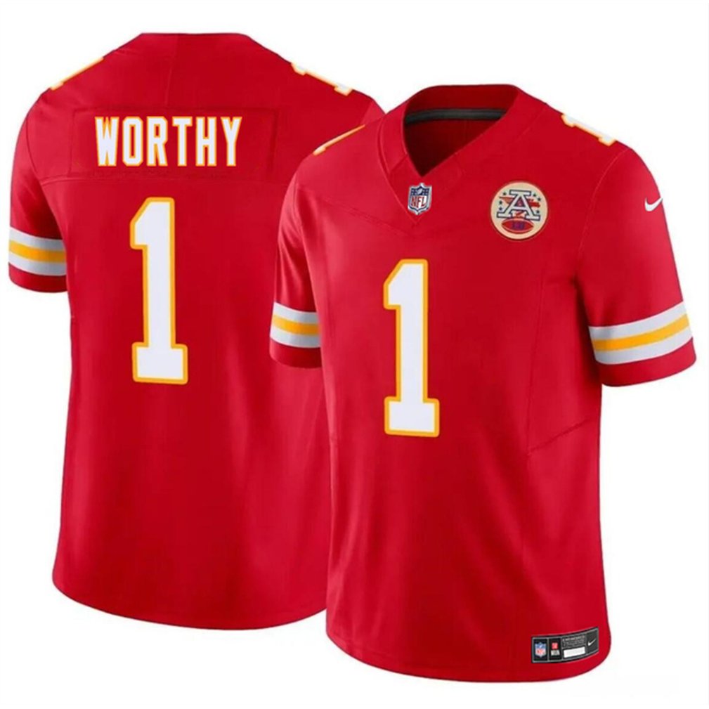 Men's Kansas City Chiefs #1 Xavier Worthy Red 2024 Draft F.U.S.E. Vapor Untouchable Limited Stitched Football Jersey 