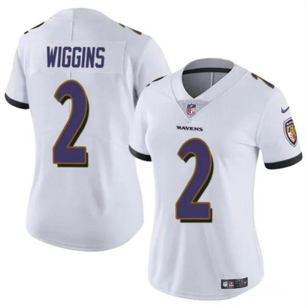Women's Baltimore Ravens #2 Nate Wiggins White 2024 Draft Football Jersey(Run Small) 