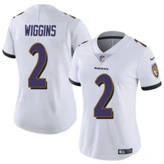 Women's Baltimore Ravens #2 Nate Wiggins White 2024 Draft Football Jersey(Run Small) 