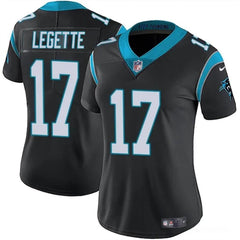 Women's Carolina Panthers #17 Xavier Legette Black 2024 Draft Vapor Stitched Jersey(Run Small) 