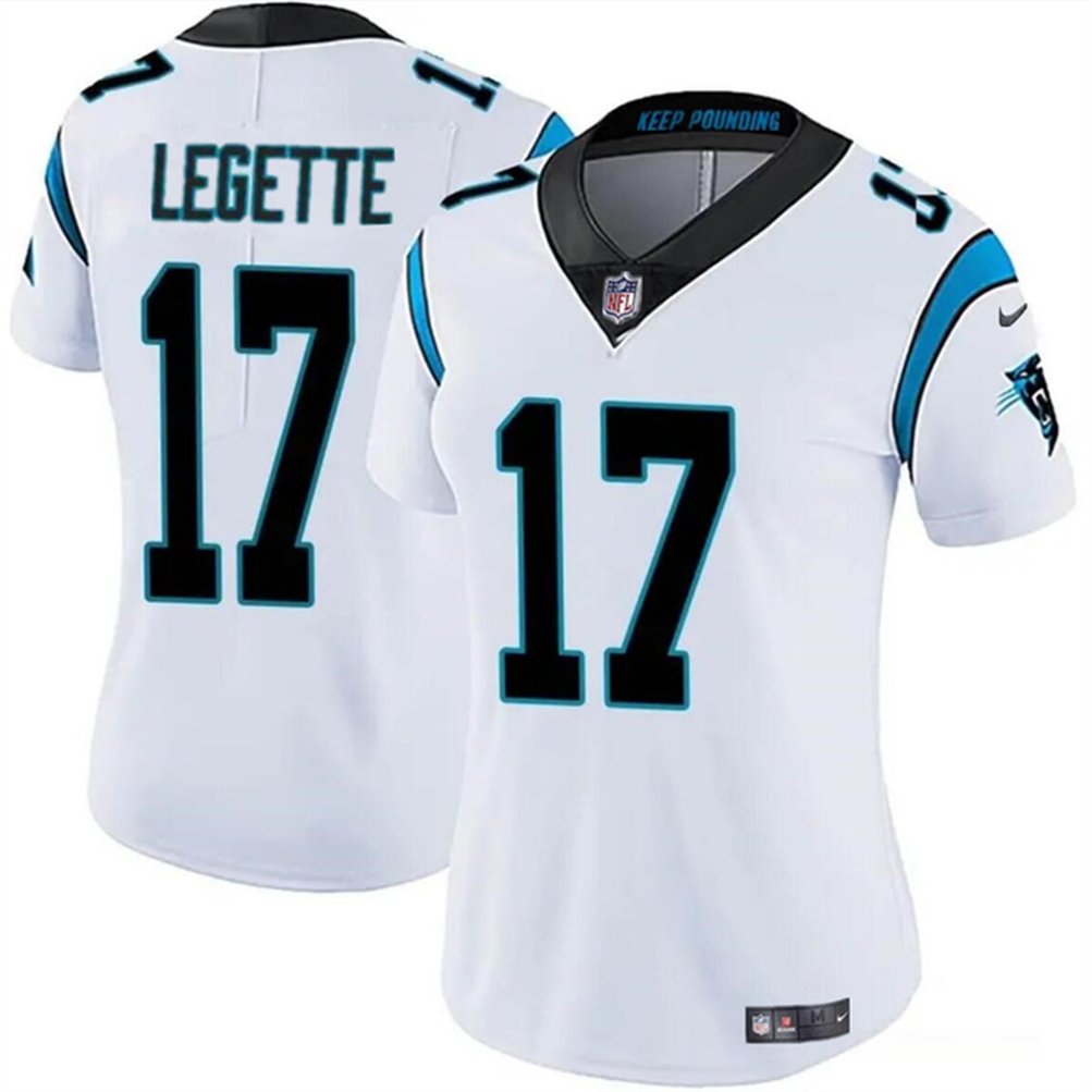 Women's Carolina Panthers #17 Xavier Legette White 2024 Draft Vapor Stitched Jersey(Run Small) 
