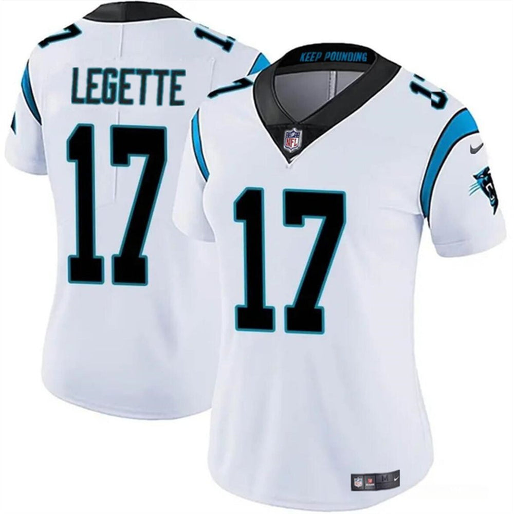 Women's Carolina Panthers #17 Xavier Legette White 2024 Draft Vapor Stitched Jersey(Run Small) 