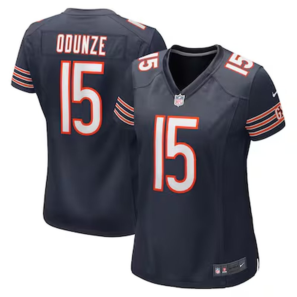 Women's Chicago Bears #15 Rome Odunze Navy 2024 Draft Vapor Stitched Jersey(Run Small) 