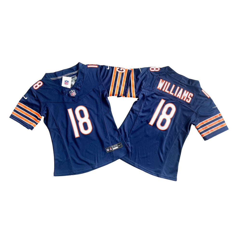 Women's Chicago Bears #18 Caleb Williams Navy 2024 Draft F.U.S.E Vapor Stitched Jersey(Run Small) 