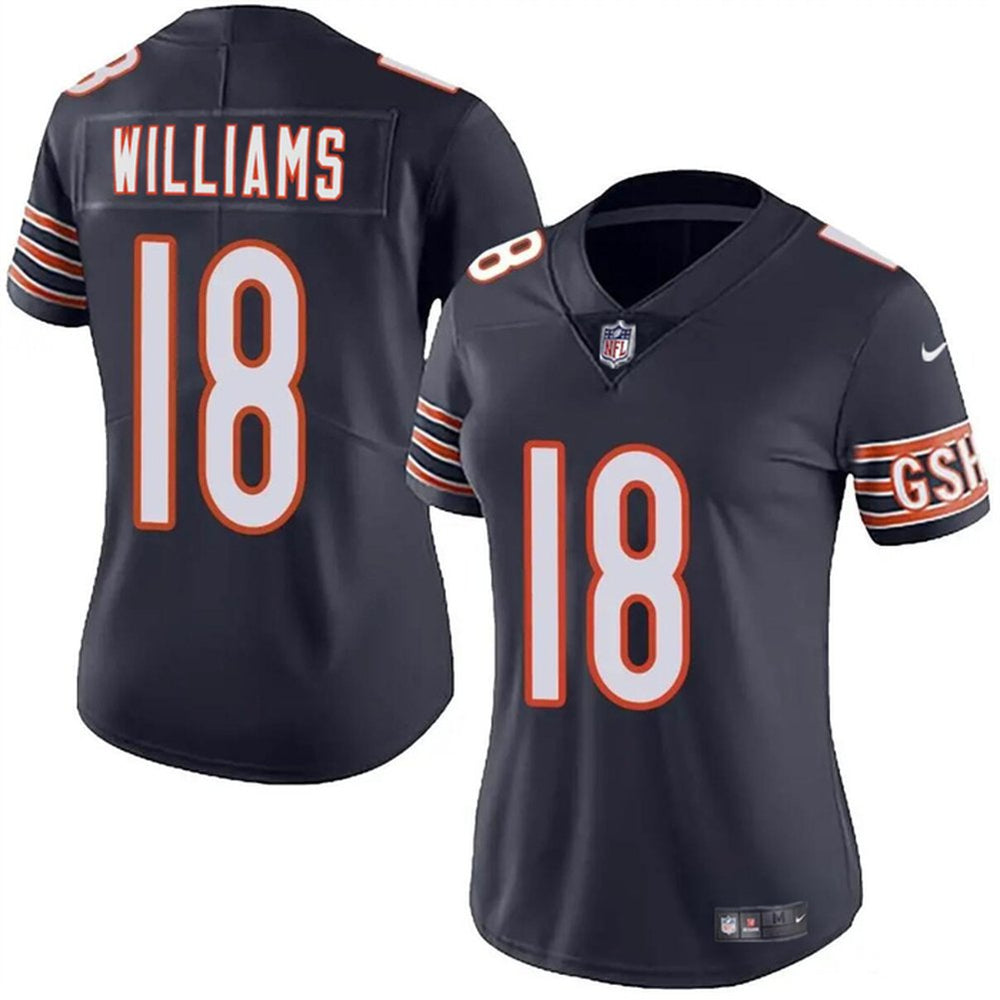 Women's Chicago Bears #18 Caleb Williams Navy 2024 Draft Vapor Stitched Jersey(Run Small) 