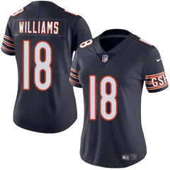 Women's Chicago Bears #18 Caleb Williams Navy 2024 Draft Vapor Stitched Jersey(Run Small) 
