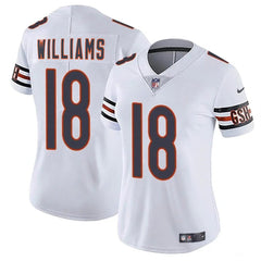 Women's Chicago Bears #18 Caleb Williams White 2024 Draft Vapor Stitched Jersey(Run Small) 