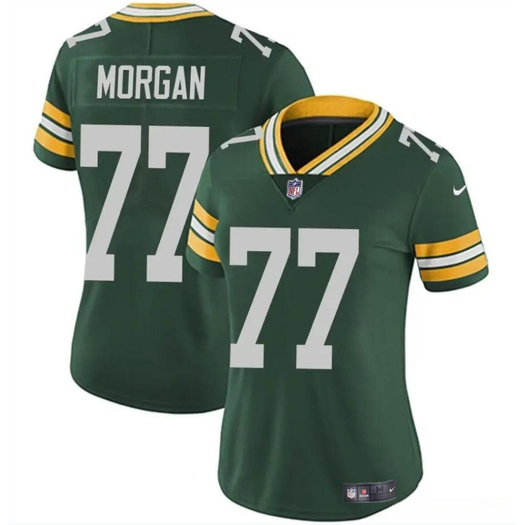 Women's Green Bay Packers #77 Jordan Morgan Green 2024 Draft Vapor Untouchable Limited Stitched Jersey(Run Small) 