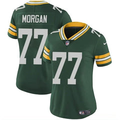 Women's Green Bay Packers #77 Jordan Morgan Green 2024 Draft Vapor Untouchable Limited Stitched Jersey(Run Small) 
