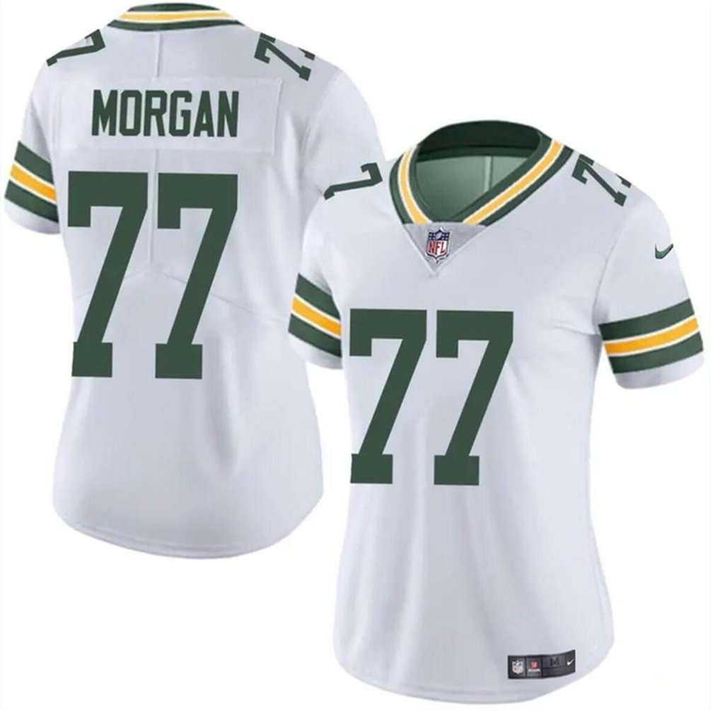 Women's Green Bay Packers #77 Jordan Morgan White 2024 Draft Vapor Untouchable Limited Stitched Jersey(Run Small) 