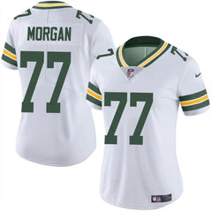Women's Green Bay Packers #77 Jordan Morgan White 2024 Draft Vapor Untouchable Limited Stitched Jersey(Run Small) 