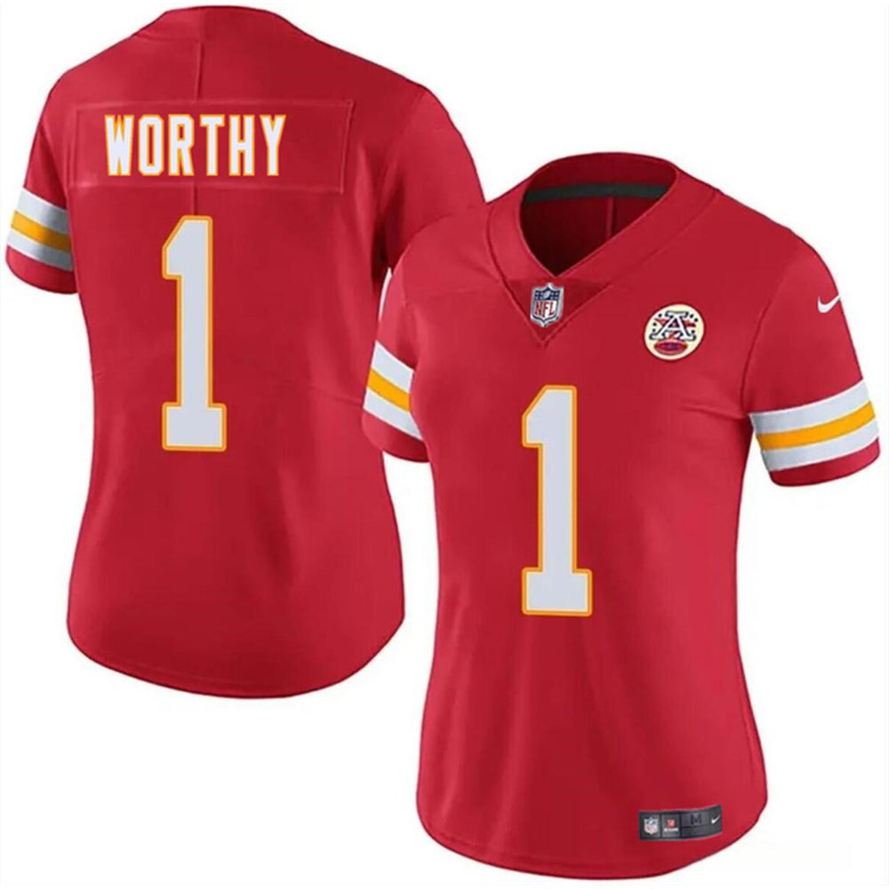 Women's Kansas City Chiefs #1 Xavier Worthy Red 2024 Draft Vapor Untouchable Limited Stitched Jersey(Run Small) 