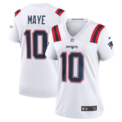 Women's New England Patriots #10 Drake Maye 2024 Draft White Stitched Jersey(Run Small) 
