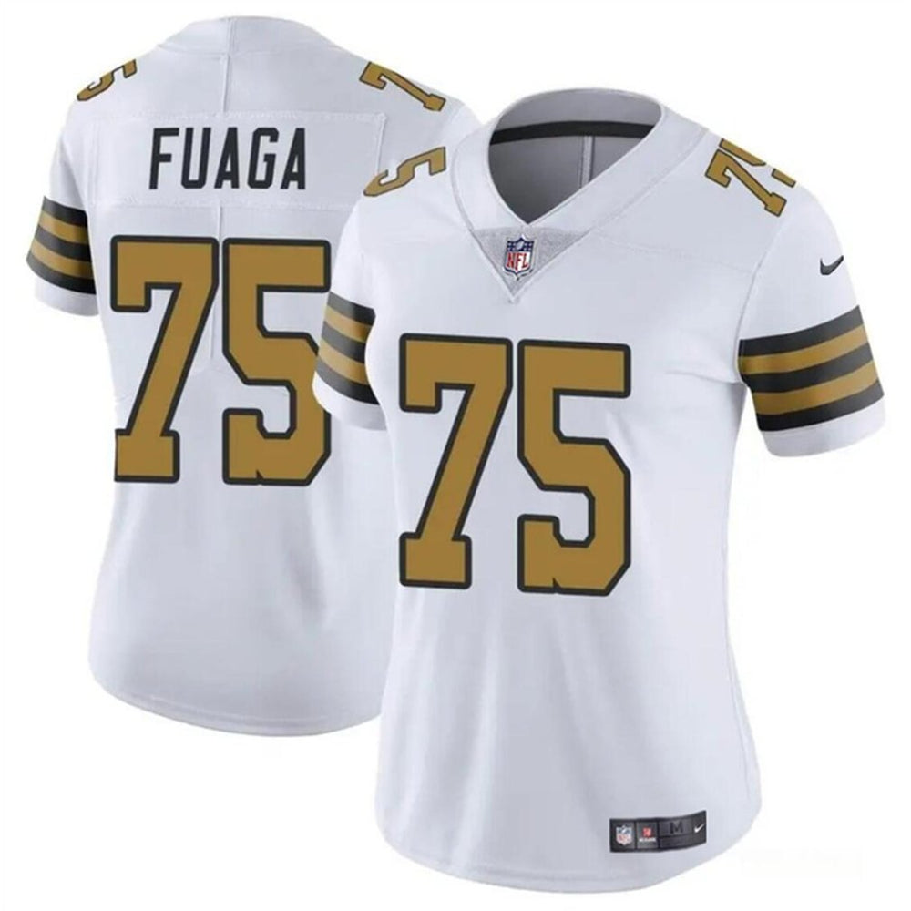 Women's New Orleans Saints #75 Taliese Fuaga White 2024 Draft Color Rush Stitched Game Jersey(Run Small) 