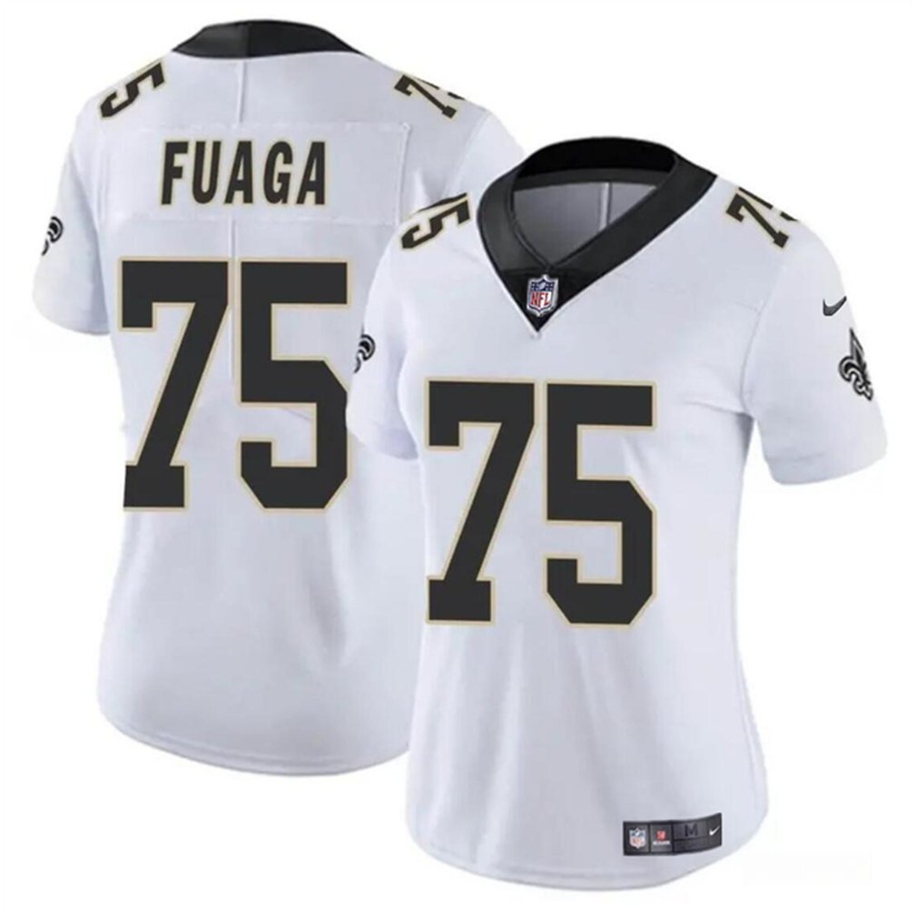 Women's New Orleans Saints #75 Taliese Fuaga White 2024 Draft Vapor Stitched Game Jersey(Run Small) 