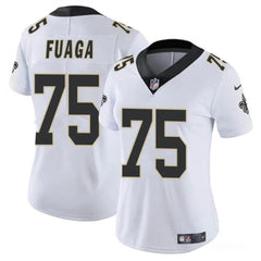 Women's New Orleans Saints #75 Taliese Fuaga White 2024 Draft Vapor Stitched Game Jersey(Run Small) 