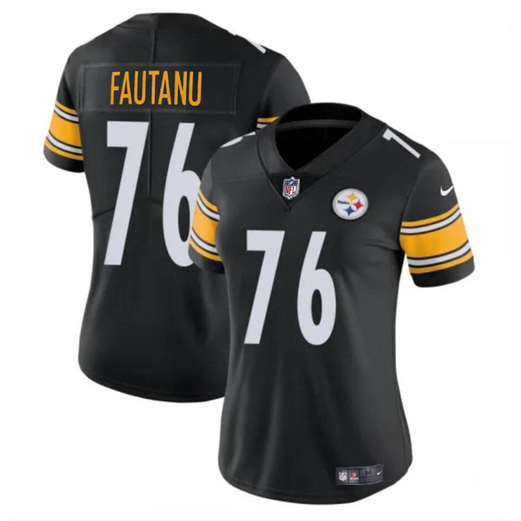 Women's Pittsburgh Steelers #76 Troy Fautanu 2024 Draft Black Vapor Stitched Football Jersey(Run Small) 