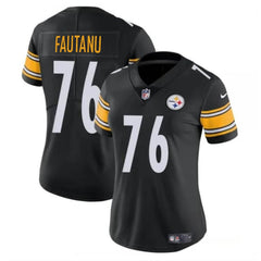 Women's Pittsburgh Steelers #76 Troy Fautanu 2024 Draft Black Vapor Stitched Football Jersey(Run Small) 