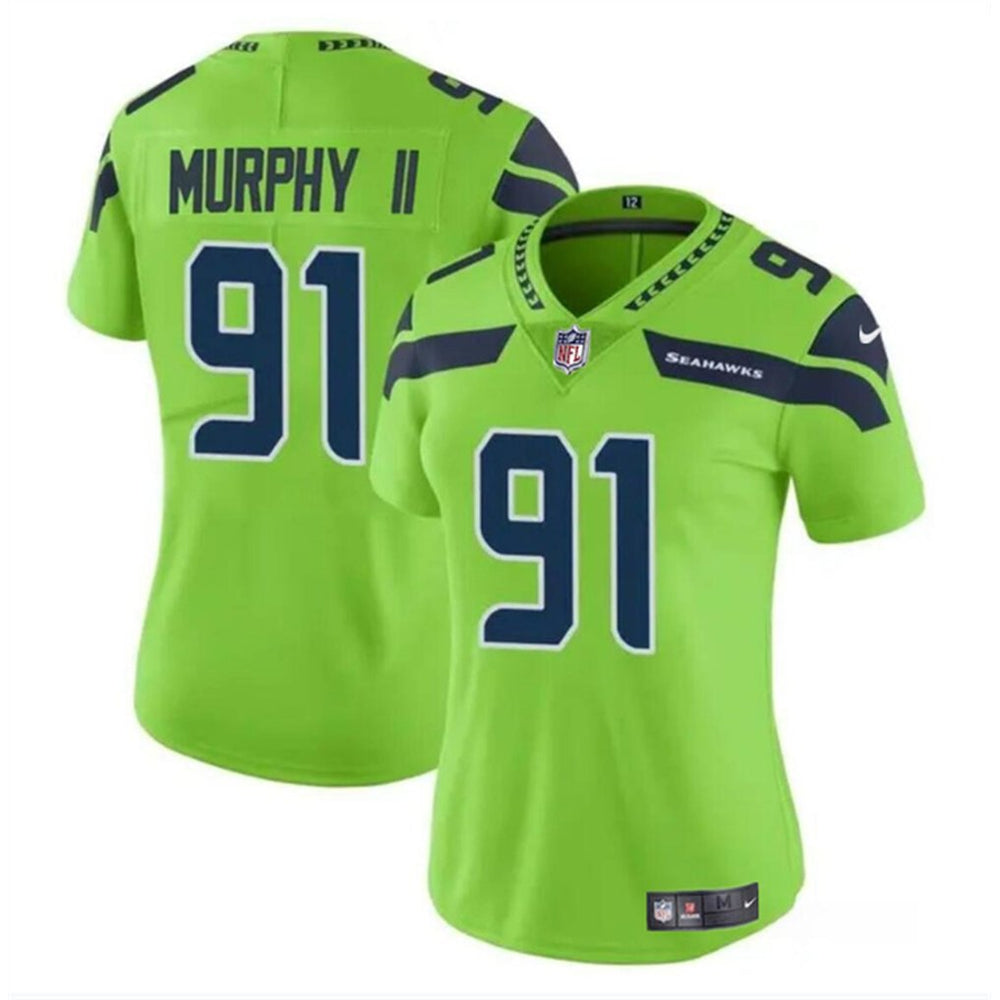 Women's Seattle Seahawks #91 Byron Murphy II 2024 Draft Green Vapor Limited Stitched Football Jersey(Run Small) 