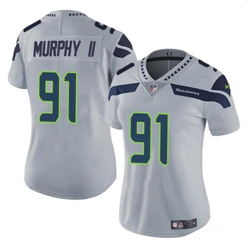 Women's Seattle Seahawks #91 Byron Murphy II 2024 Draft Grey Vapor Limited Stitched Football Jersey(Run Small) 