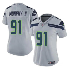 Women's Seattle Seahawks #91 Byron Murphy II 2024 Draft Grey Vapor Limited Stitched Football Jersey(Run Small) 
