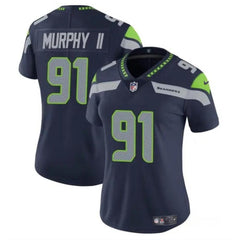 Women's Seattle Seahawks #91 Byron Murphy II 2024 Draft Navy Vapor Limited Stitched Football Jersey(Run Small) 