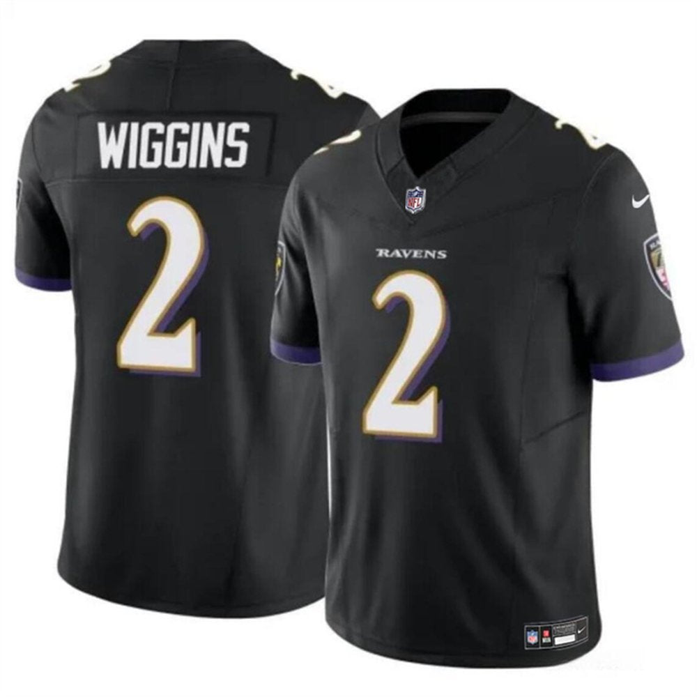 Youth Baltimore Ravens #2 Nate Wiggins Black 2024 Draft F.U.S.E Vapor Limited Football Jersey 