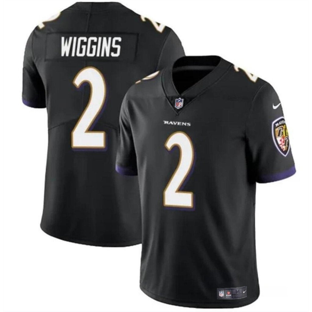 Youth Baltimore Ravens #2 Nate Wiggins Black 2024 Draft Vapor Limited Football Jersey 