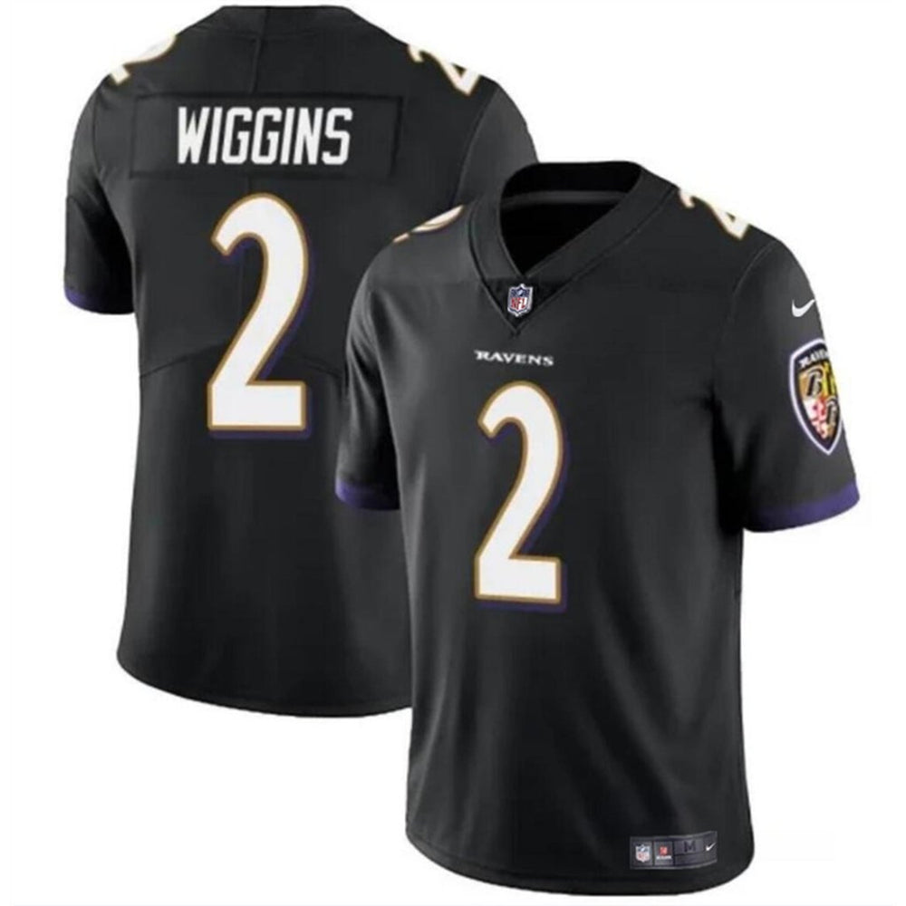 Youth Baltimore Ravens #2 Nate Wiggins Black 2024 Draft Vapor Limited Football Jersey 