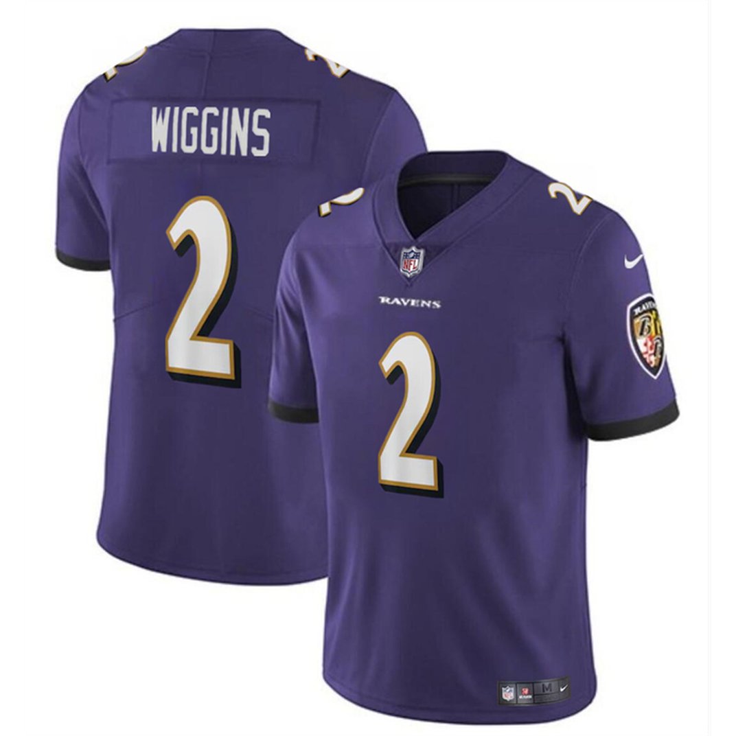 Youth Baltimore Ravens #2 Nate Wiggins Purple 2024 Draft Vapor Limited Football Jersey 