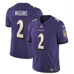 Youth Baltimore Ravens #2 Nate Wiggins Purple 2024 Draft Vapor Limited Football Jersey 