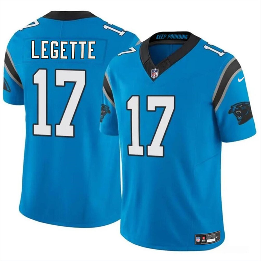 Youth Carolina Panthers #17 Xavier Legette Blue 2024 Draft F.U.S.E. Vapor Limited Stitched Football Jersey 