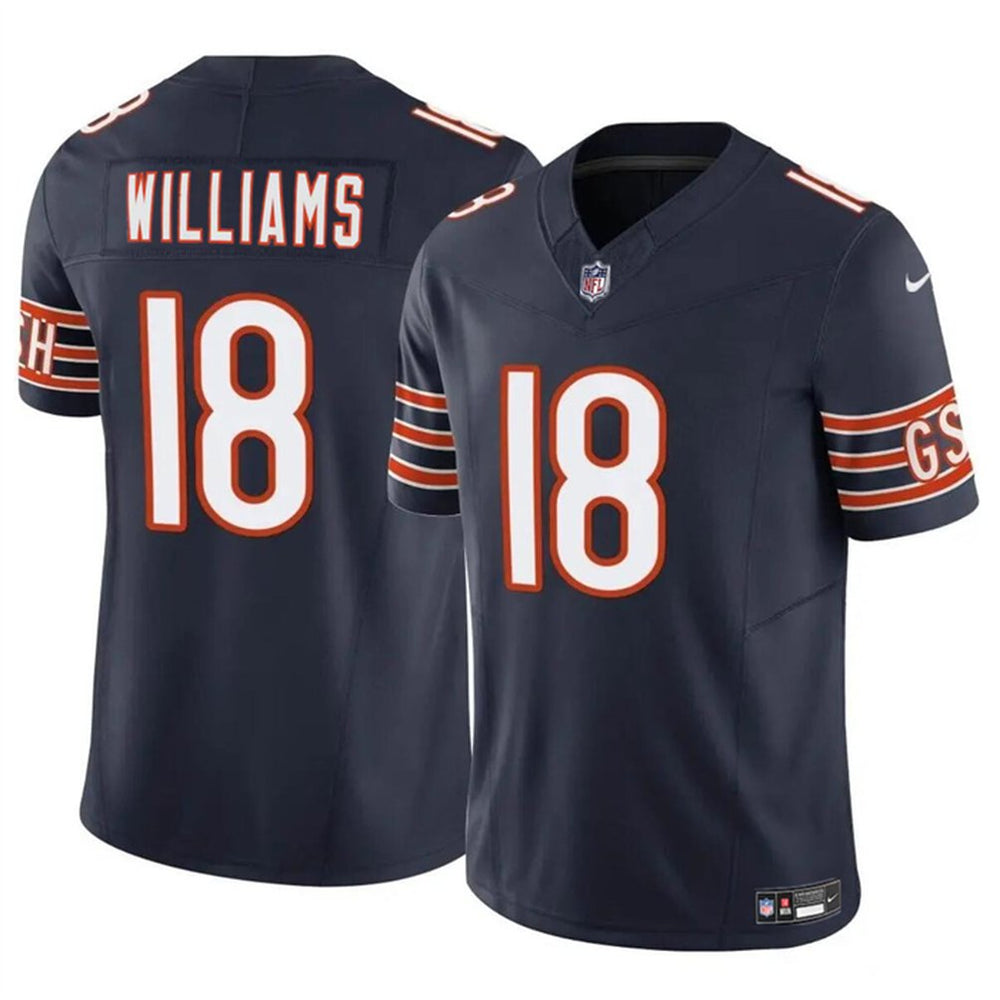 Youth Chicago Bears #18 Caleb Williams Navy 2024 Draft F.U.S.E Vapor Stitched Football Jersey 